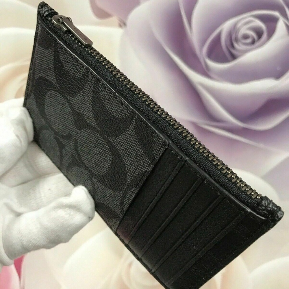 Men’s Zip Card Case Holder Wallet Signature - Picture 4 of 8